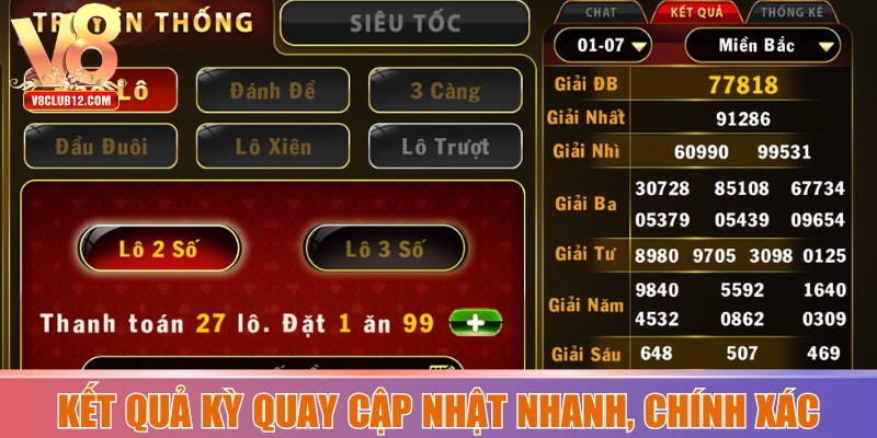 Kết quả kỳ quay cập nhật nhanh, chi tiết